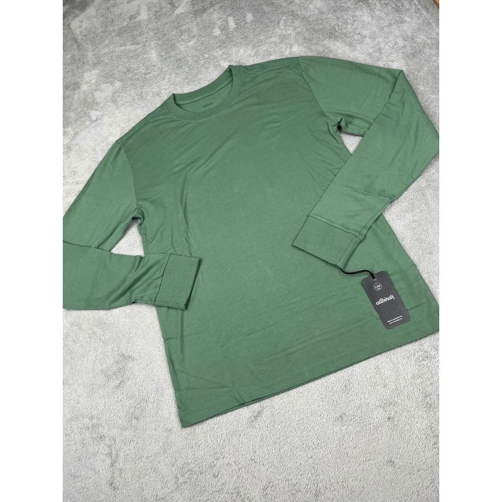 Allbirds 100% Organic Cotton Long Sleeve Tee Classic Fit Hazy Cargo Green XS‎